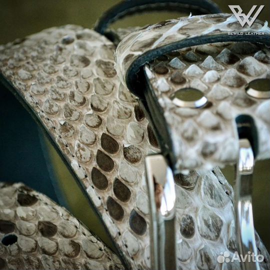 Ремень кожаный премиум из кожи натурального питона