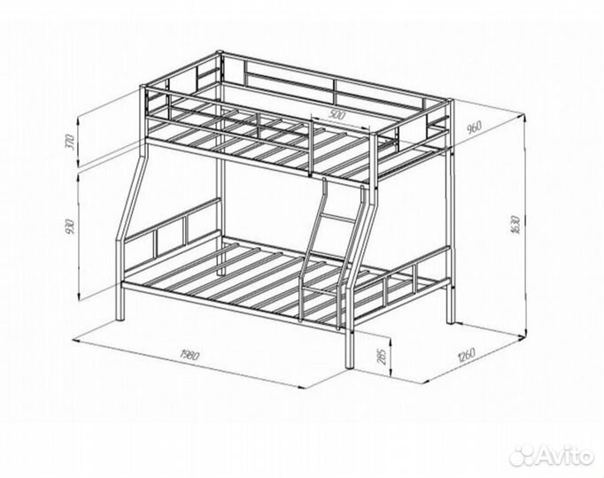 Кровать двухьярусная металл с новымиматрасами орто