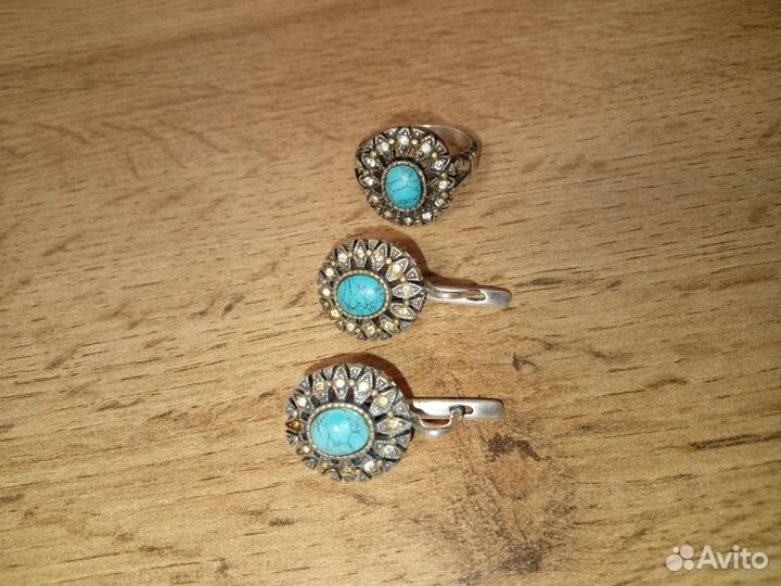 Комплект бижутерии с бирюзой СССР