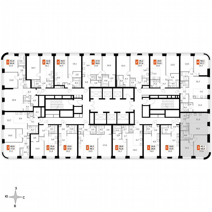 2-к. квартира, 68,9 м², 28/49 эт.