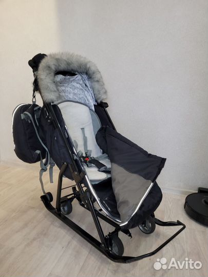 Санки коляска Ника 7-5sk/6, графит