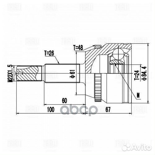 Шрус toyota highlander 07- наруж. GO1984 Trialli