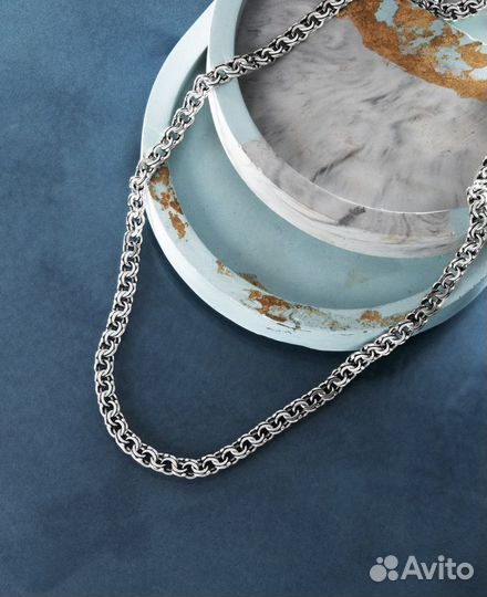 Мужская серебрянная цепь на шею, 50 см, 925 проба
