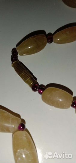 Винтажные бусы агат с гранатом, сердолик, унакит