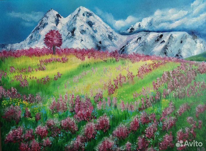 Картина на холсте маслом Горные вершины