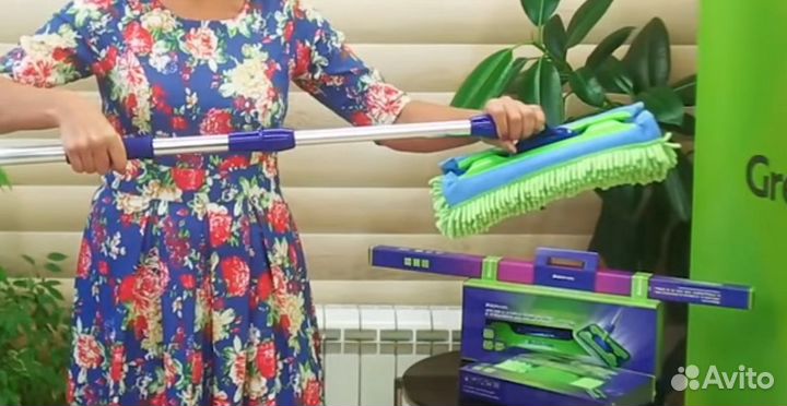 Швабра универсальная с двумя насадками Гринвей