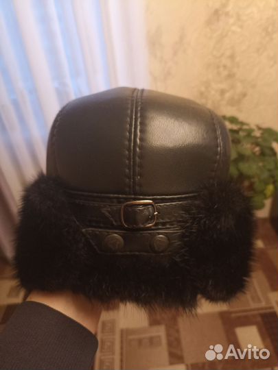 Шапка зимняя мужская кожаная
