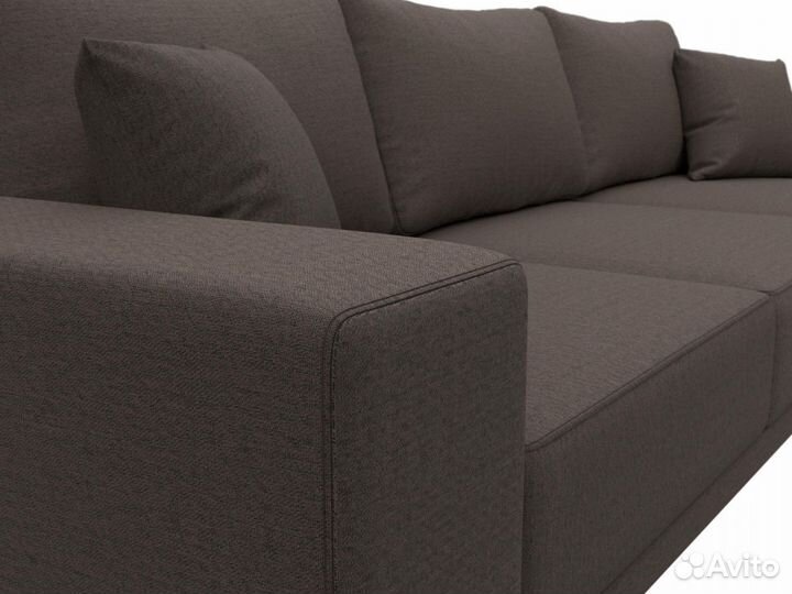 Диван угловой Льюес правый, рогожка, амур коричневый