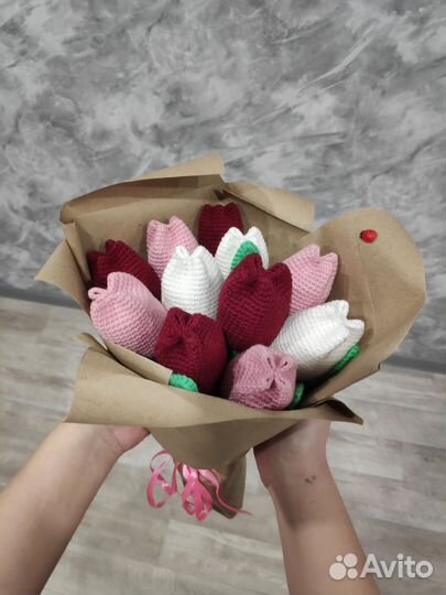 Вязанные цветы