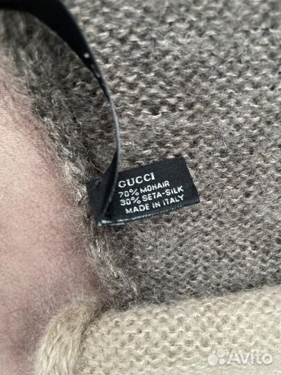 Шарф теплый кофейно-бежевый Gucci