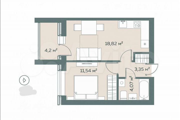 1-к. квартира, 40 м², 3/9 эт.