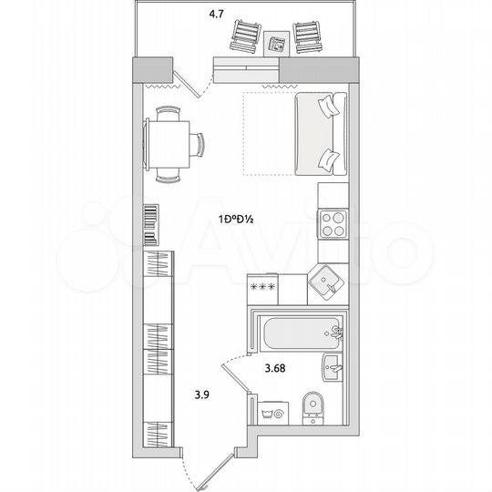 Квартира-студия, 31,4 м², 9/21 эт.