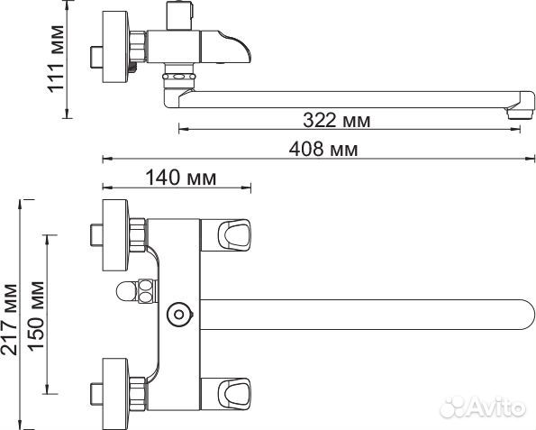 Смеситель Wasserkraft Lossa 1202L универсальный