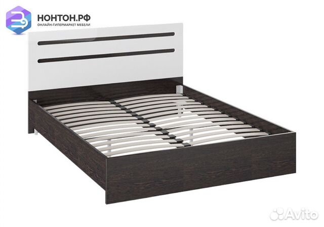 Кровать Фьюжн 1.6 м белый глянец / венге линум