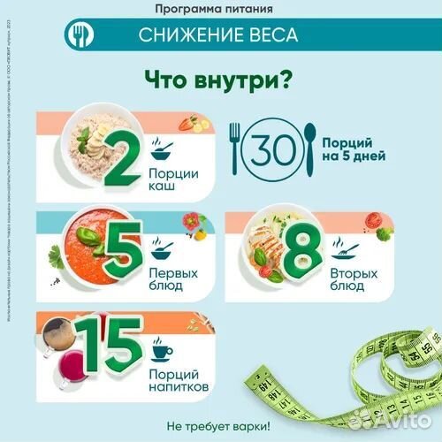 Меню для похудения 4,7 кг питание