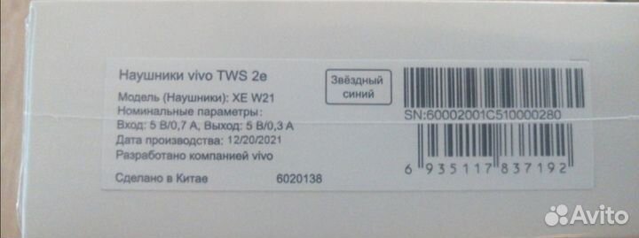 Беспроводные наушники Vivo TWS 2e