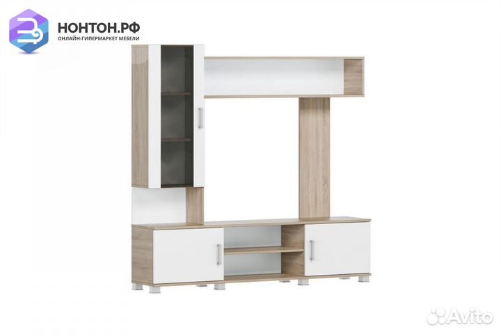 Стенка Соло-7 дуб сонома светлый / белый