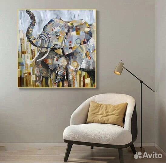 Картина маслом Слон Абстрактная живопись маслом