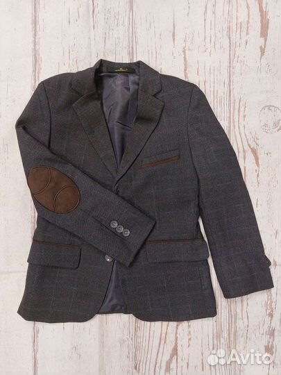 Костюм школьный серый в клетку р.110-146