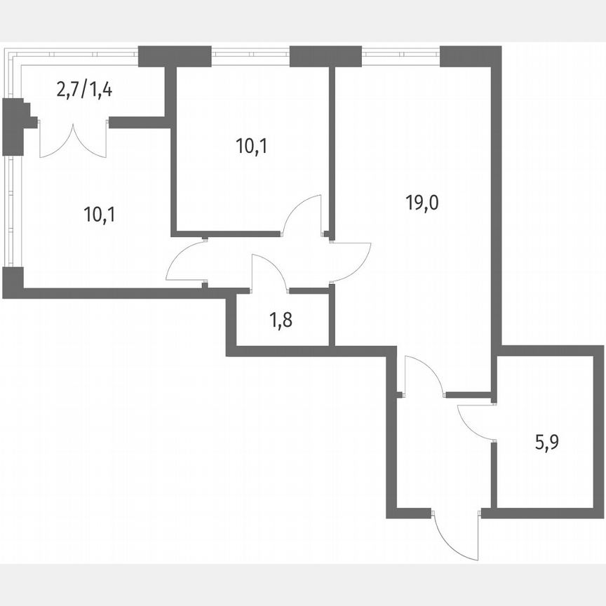 2-к. квартира, 54,7 м², 9/9 эт.