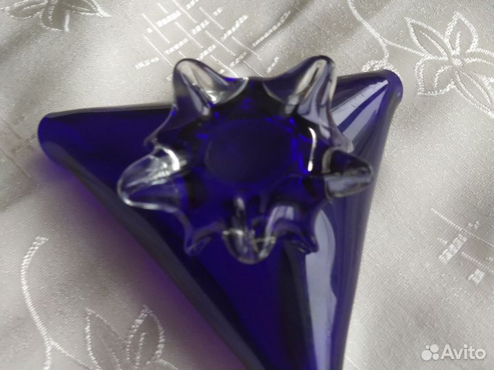 Пепельница СССР синее стекло