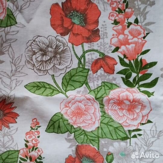 Штора Лён СССР Маки