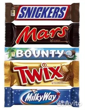 Батончики Snickers, Mars, Nuts,Kit-kat, Bounty опт