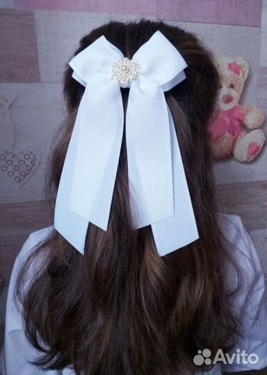 Большой школьный бант на заколке-автомат