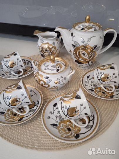 Сервиз кофейный Золотая Роза Вербилки СССР