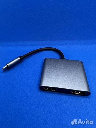 Адаптер док-станция type c 4 в 1 hdmi x2, usb, pd