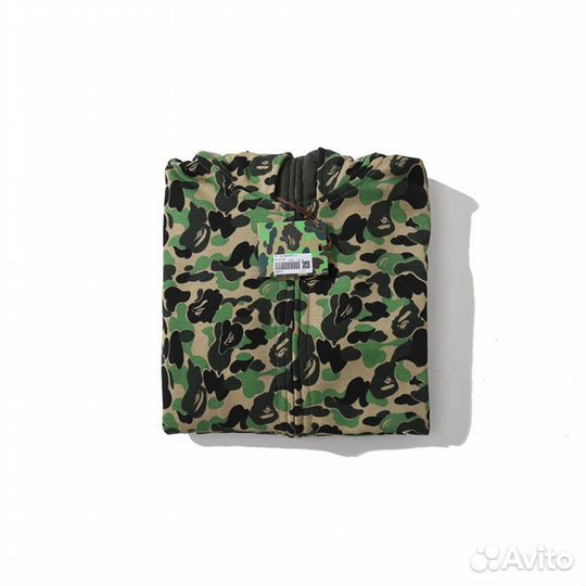 Зип худи Bape full Зип double hood зелен