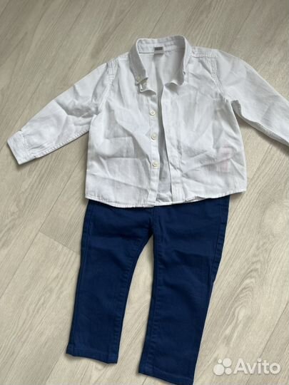 Рубашка белая для мальчика 9-12 месяцев