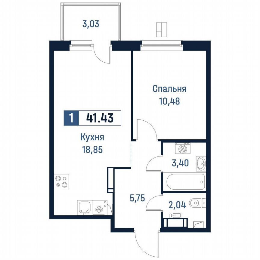 1-к. квартира, 40,5 м², 10/18 эт.