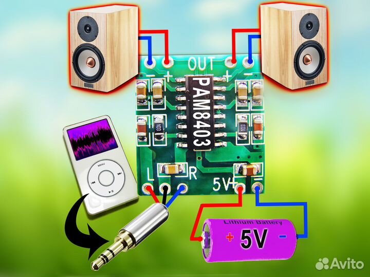 Готовые схемы усилителя 3.3Wx2 на 5V - PAM8403