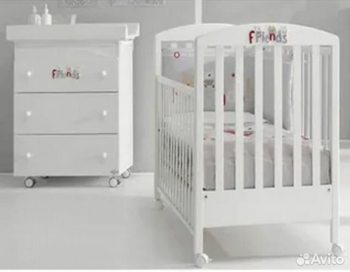 Кроватка с матрасом erbesi, бортики и белье