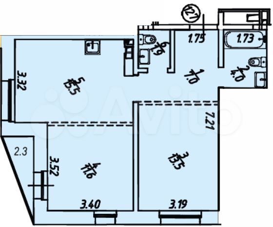 2-к. квартира, 55,8 м², 3/18 эт.