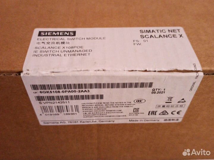 Неуправляемый коммутатор siemens scalance XB108POE