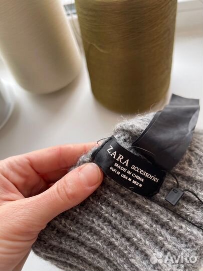 Zara женская шапка вязанная серая