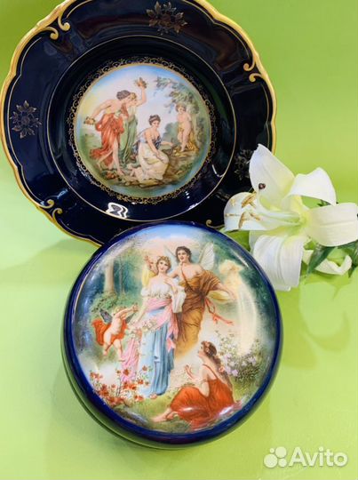 Бисквитница мадонна фарфор кобальт Австрия