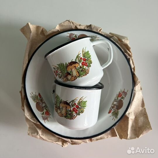 Набор Эмалированная посуда СССР тарелки чашки