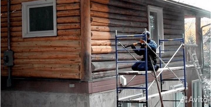 Шлифовка и покраска деревянного дома