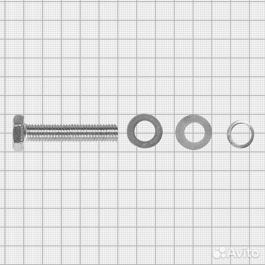 Болт с гайкой и шайбой M10x50 мм, 2 шт