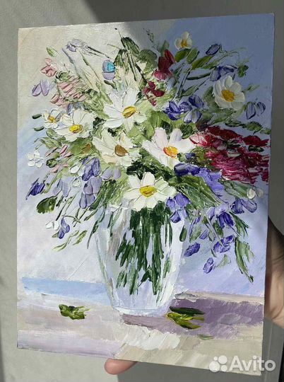 Картина маслом полевые цветы