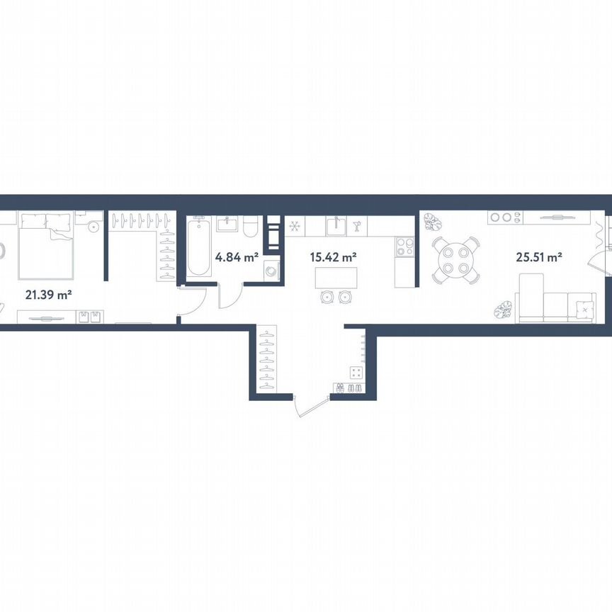 1-к. квартира, 69 м², 6/11 эт.