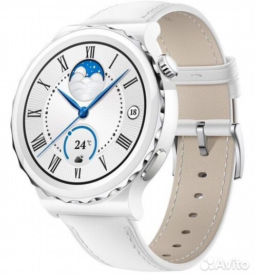 Смарт часы huawei watch gt 3 pro кожаный белый