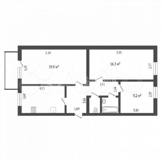 3-к. квартира, 70,4 м², 4/5 эт.
