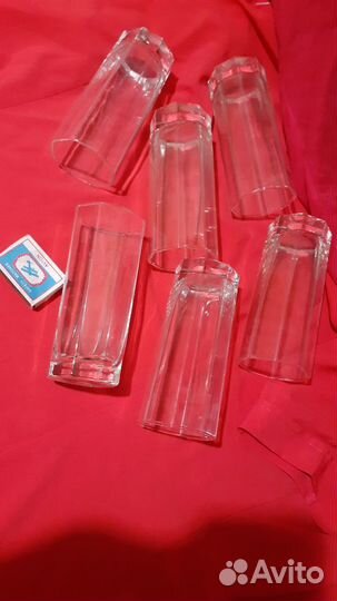 Большие стаканы бокалы 8граней 6шт современные