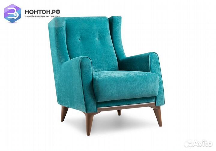Кресло Плимут бирюзовый / коричневый