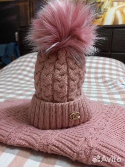 Шапка и снуд для девочки 54-56 зима