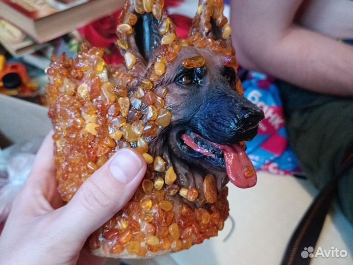 Подставка для ручек с янтарём